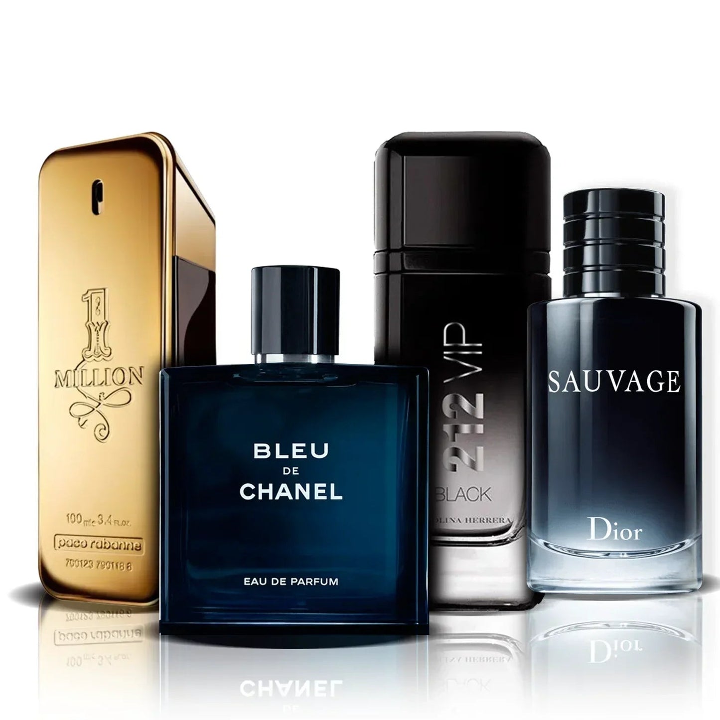 4 smaržu komplekts | One Million, Bleu de Chanel, 212 Vip Black un Sauvage (100 ml)