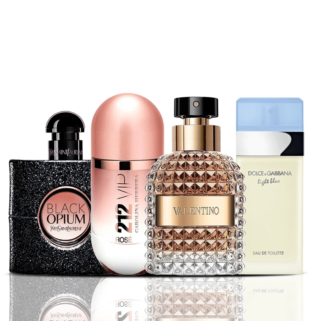 4 smaržu komplekts | Black Opium + 212 VIP Rose + Valentino + Dolce & Gabbana Light Blue 100 ml