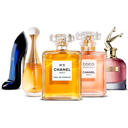 5 smaržu komplekts – Good Girl, J'adore, Chanel Nº5, Coco Mademoiselle un Scandal [100 ml katrs]