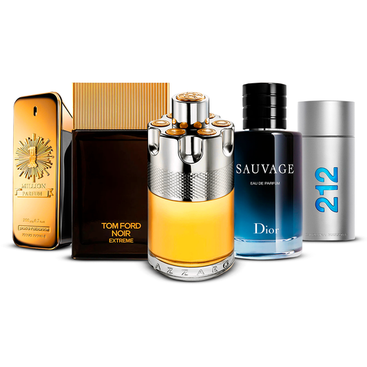 5 smaržu komplekts  – 1 Million, Tom Ford Noir Extrême, Azzaro Wanted, Sauvage un 212 Men [100 ml katrs]