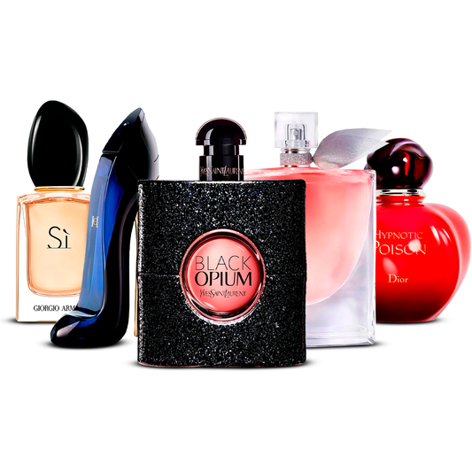 5 smaržu komplekts –  Sì, Good Girl, Black Opium, La Vie Est Belle un Hypnotic Poison  [100 ml katrs]