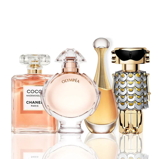 4 smaržu komplekts | Coco Chanel + J'Adore + Olympea + Paco Rabanne Fame 100 ml