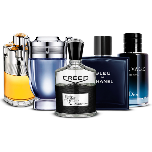 5 smaržu komplekts  – Azzaro Wanted, Invictus, Creed Aventus, Bleu de Chanel un Sauvage  [100 ml katrs]
