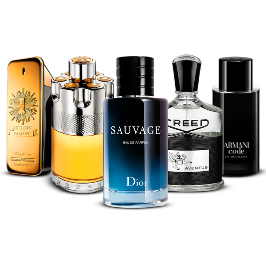 5 smaržu komplekts  – 1 Million, Azzaro Wanted, Sauvage, Creed Aventus un Armani Code  [100 ml katrs]