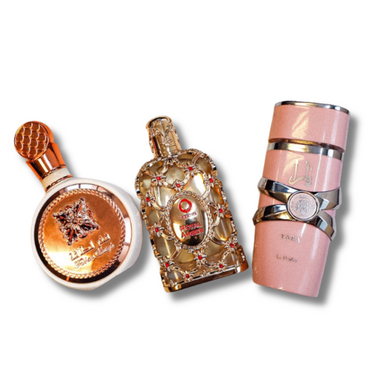 3 smaržu komplekts | Lattafa Yara + Fakhar + Royal Amber – Pērciet 1 un saņemiet 3 ORIĢINĀLAS 100 ml smaržas