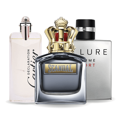 3 smaržu komplekts | Allure Homme Sports, Jean Paul Gaultier Scandal, Cartier Declaration 100 ml
