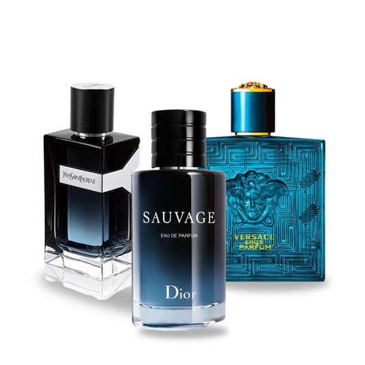 3 smaržu komplekts |  Dior SAUVAGE, Yves Saint Laurent Y MEN, Versace EROS 100 ml