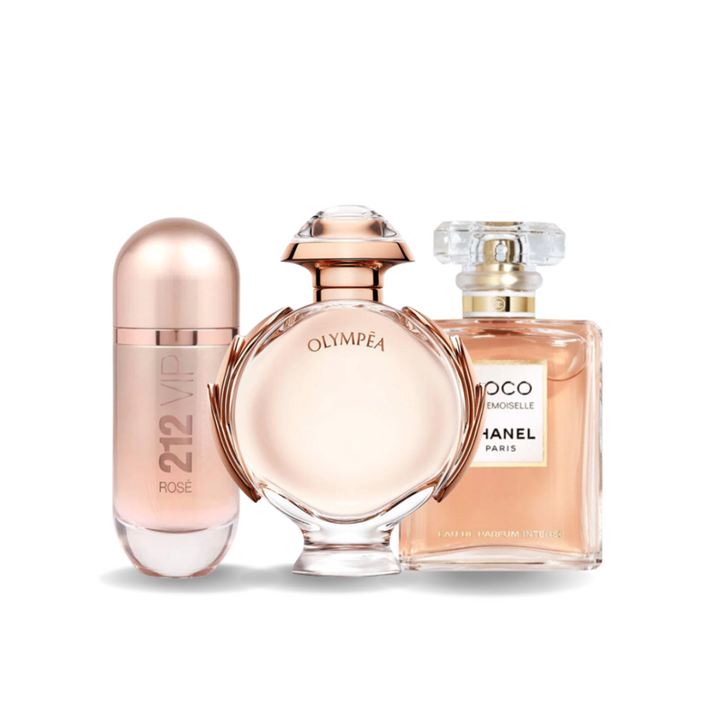 3 smaržu komplekts | 212 VIP ROSÉ, OLYMPÉA, COCO MADEMOISELLE 100 ml
