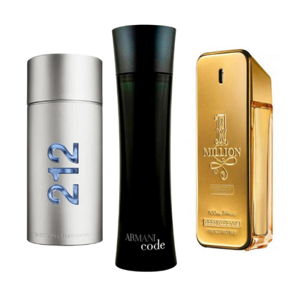 3 smaržu komplekts | 212 Men NYC, Paco Rabanne One Million, Armani Code Homme 100 ml