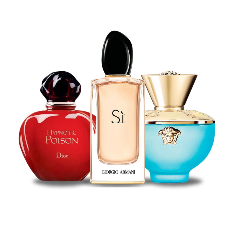 3 smaržu komplekts | Dior HYPNOTIC POISON, Giorgio Armani SÌ, Versace DYLAN TURQUOISE 100 ml