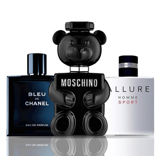 3 smaržu komplekts | Moschino Toy Boy + Bleu de Chanel + Allure Homme Sport 100 ml
