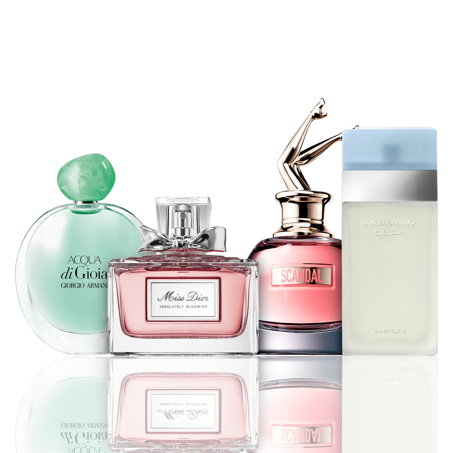 4 smaržu komplekts | Acqua di Gioia, Light Blue, Scandal, Miss Dior 100 ml