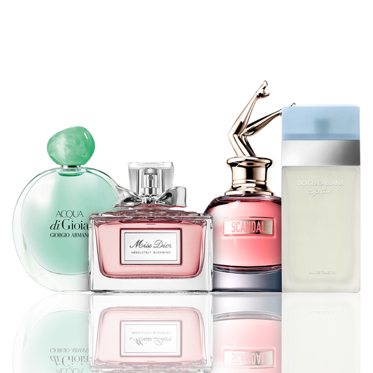 4 smaržu komplekts | Acqua di Gioia, Light Blue, Scandal, Miss Dior 100 ml
