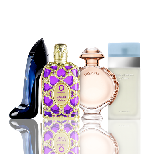 4 smaržu komplekts | Light Blue + Orientica Velvet Gold + Good Girl + Olympea 100 ml