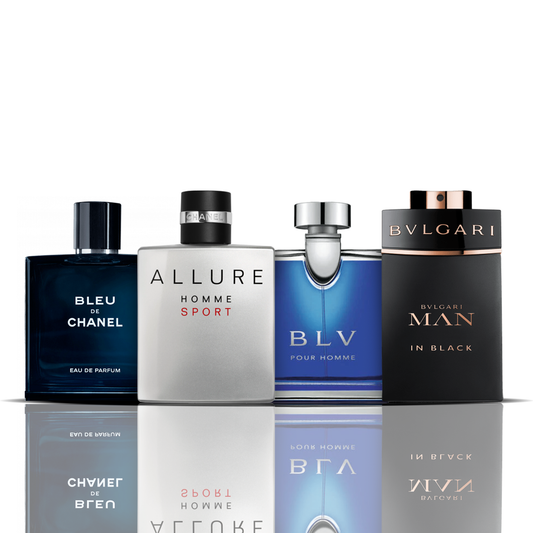 4 smaržu komplekts | Bleu de Chanel + Allure Sport + BLV + Bvlgari Man in Black 100 ml