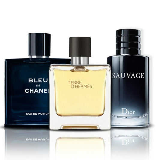3 smaržu komplekts | Bleu de Chanel, Terre D'Hermes un Sauvage (100 ml)