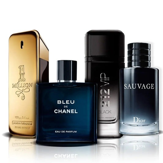 4 smaržu komplekts | One Million, Bleu de Chanel, 212 Vip Black un Sauvage (100 ml)