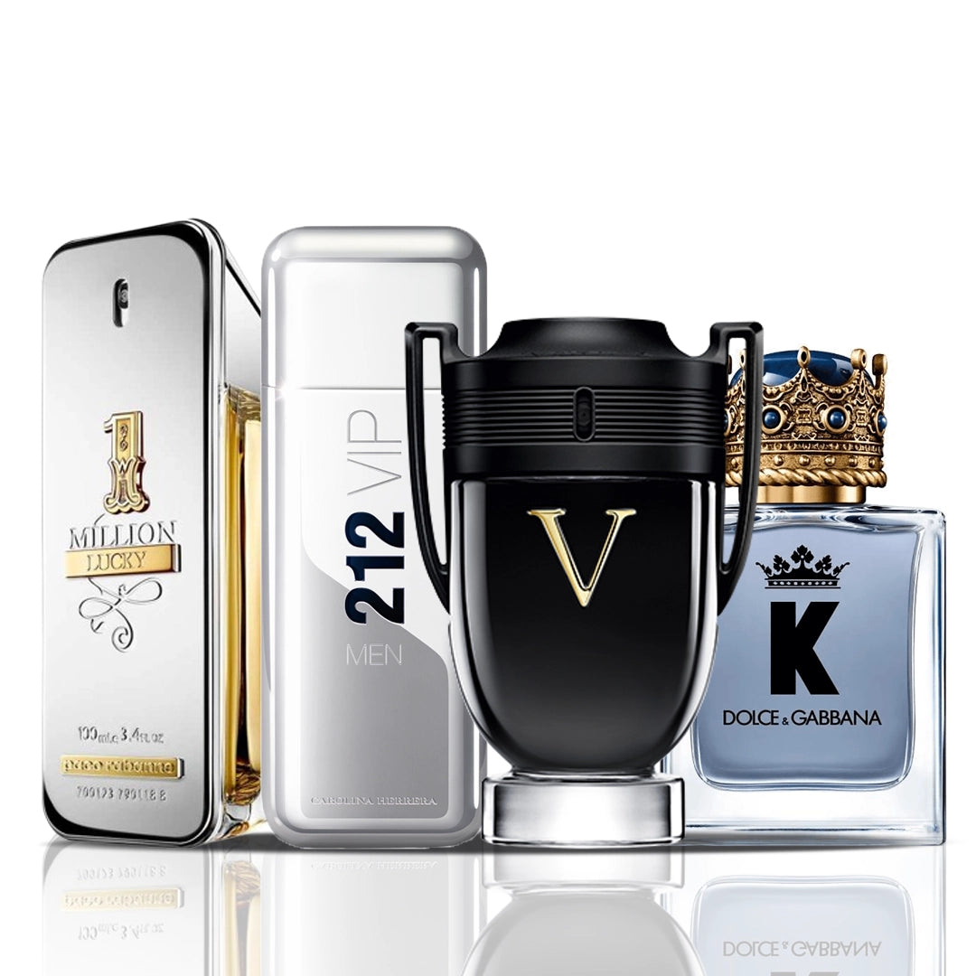 4 smaržu komplekts | 1 Million Lucky + 212 VIP Men + Invictus Victory + Dolce & Gabbana K 100 ml